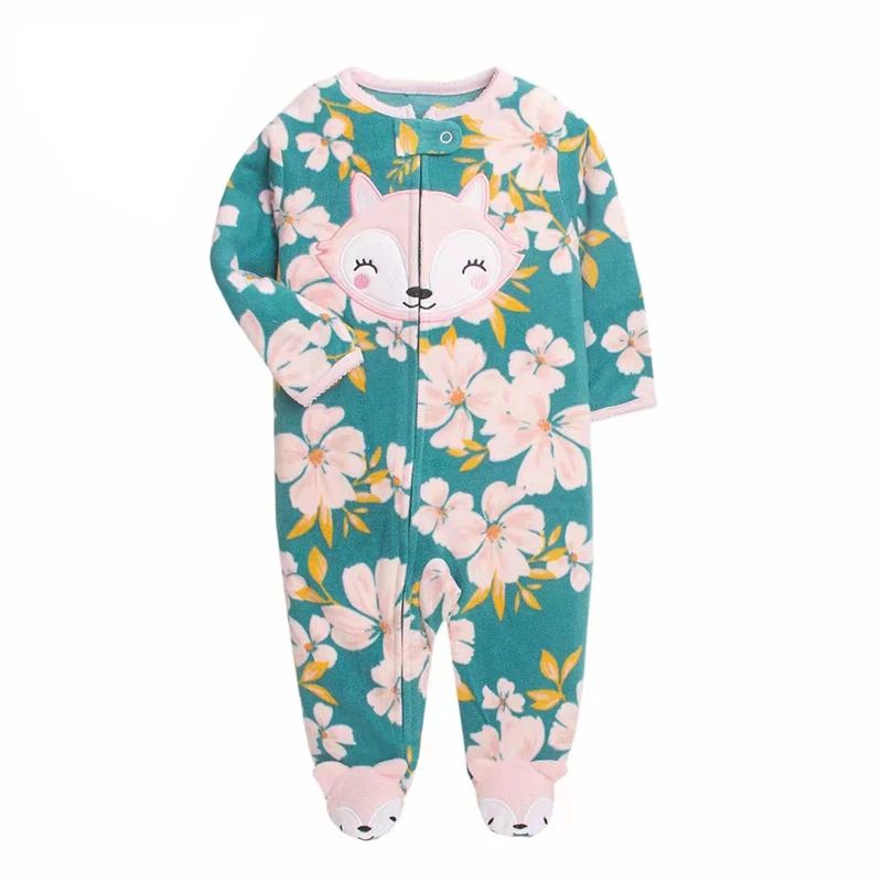 Pyjama bébé renard fleuri turquoise