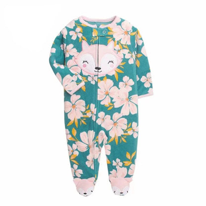 Pyjama bébé renard fleuri turquoise