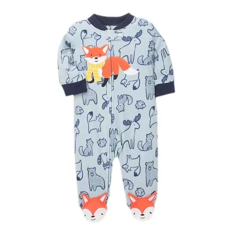 Pyjama bébé renard orange bleu-gris