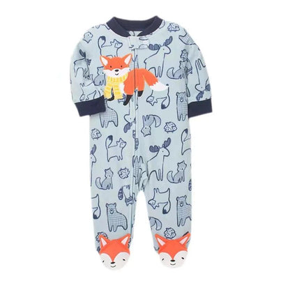 Pyjama bébé renard orange bleu-gris