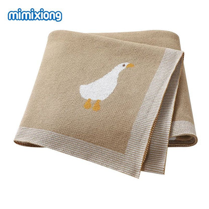 Couverture bébé brune en coton à motif oie