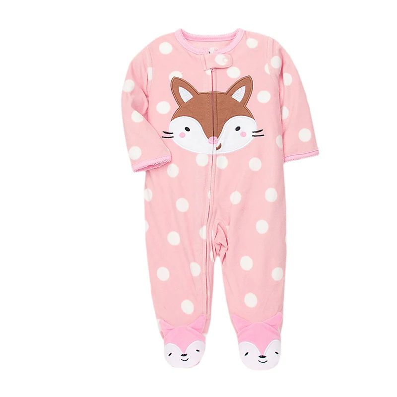 Pyjama bébé renard rose à pois