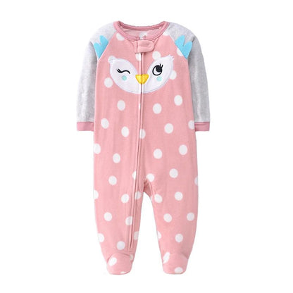 Pyjama bébé hibou rose à pois