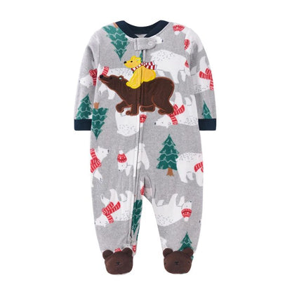 Pyjama bébé ours polaire gris motif sapins