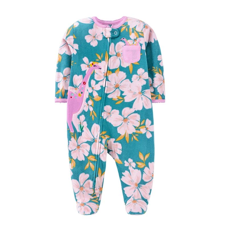 Pyjama bébé dinosaure floral turquoise