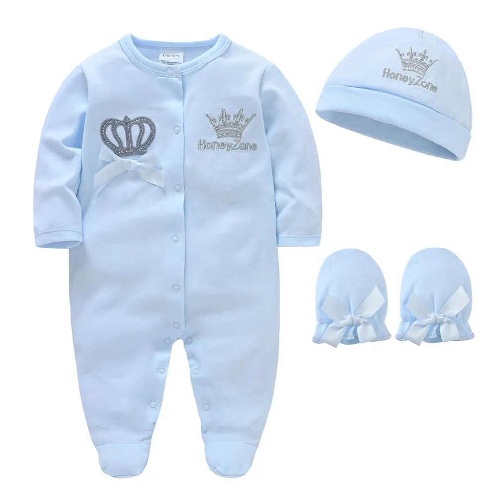  Ensemble pyjama bebe bleu avec bonnet et moufles assortis
