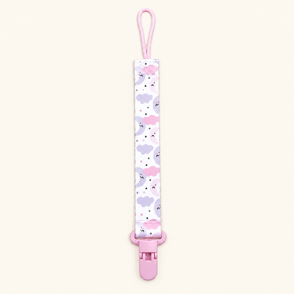 Attache-tétine rose et mauve seule