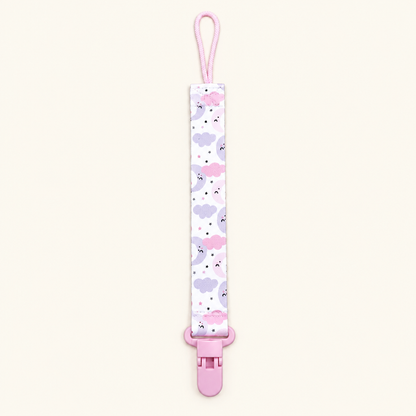 Attache-tétine rose et mauve seule