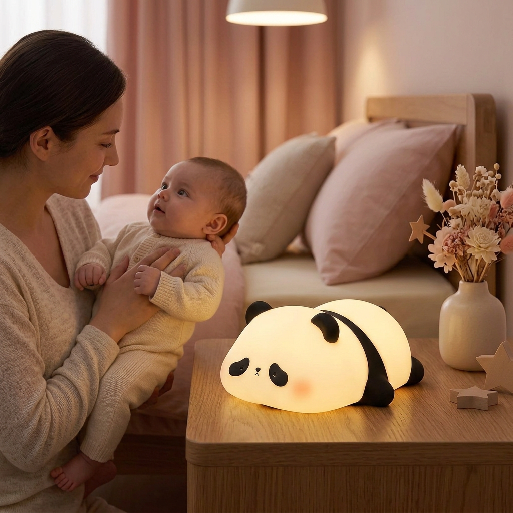 Bébé avec un parent dans une chambre rose poudré