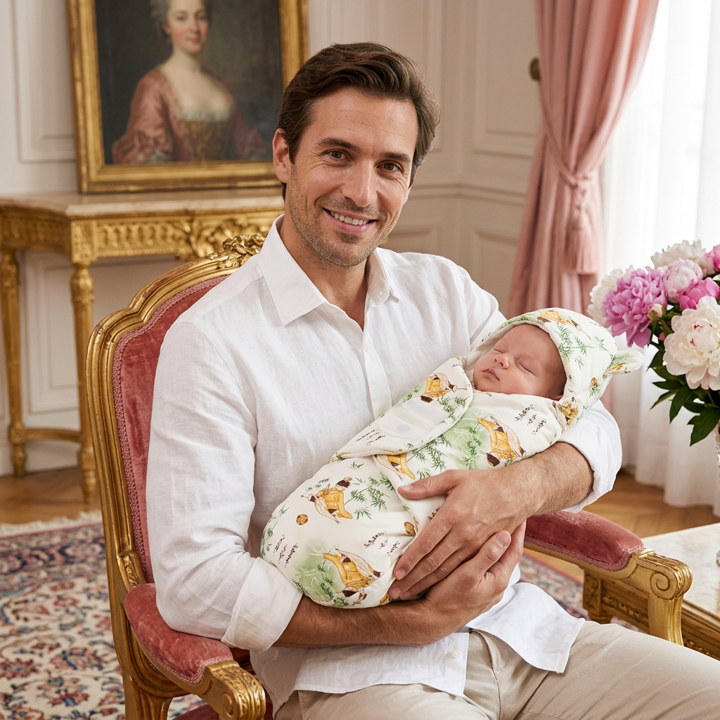 Bébé dans les bras de papa