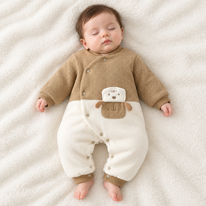 Bébé endormi, pyjama camel chien