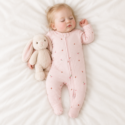 Bébé endormie avec la peluche lapin, zip corrigé