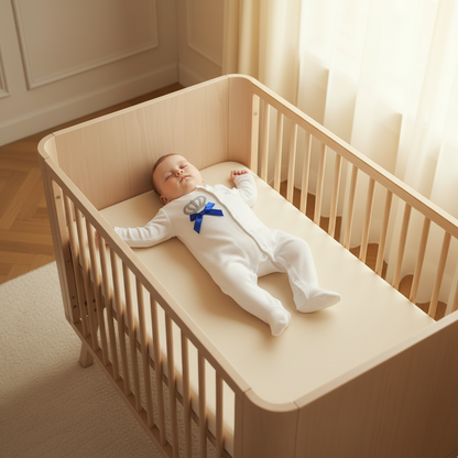 Bébé garçon endormi avec le pyjama blanc