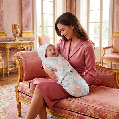 Bébé souriant à maman avec la tête mieux couverte par la capuche