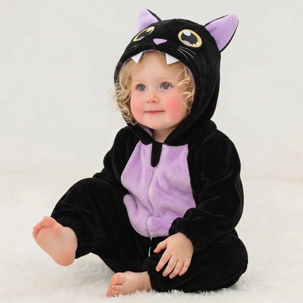 Correction du pyjama chat de la fille sur fond clair