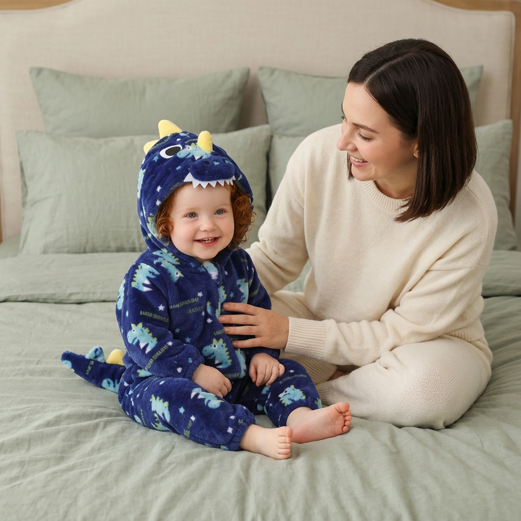 Dinosaure bleu avec maman