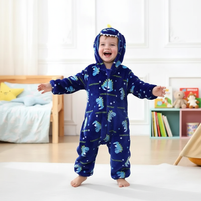 Dinosaure bleu – garçon brun – chambre – 1:1