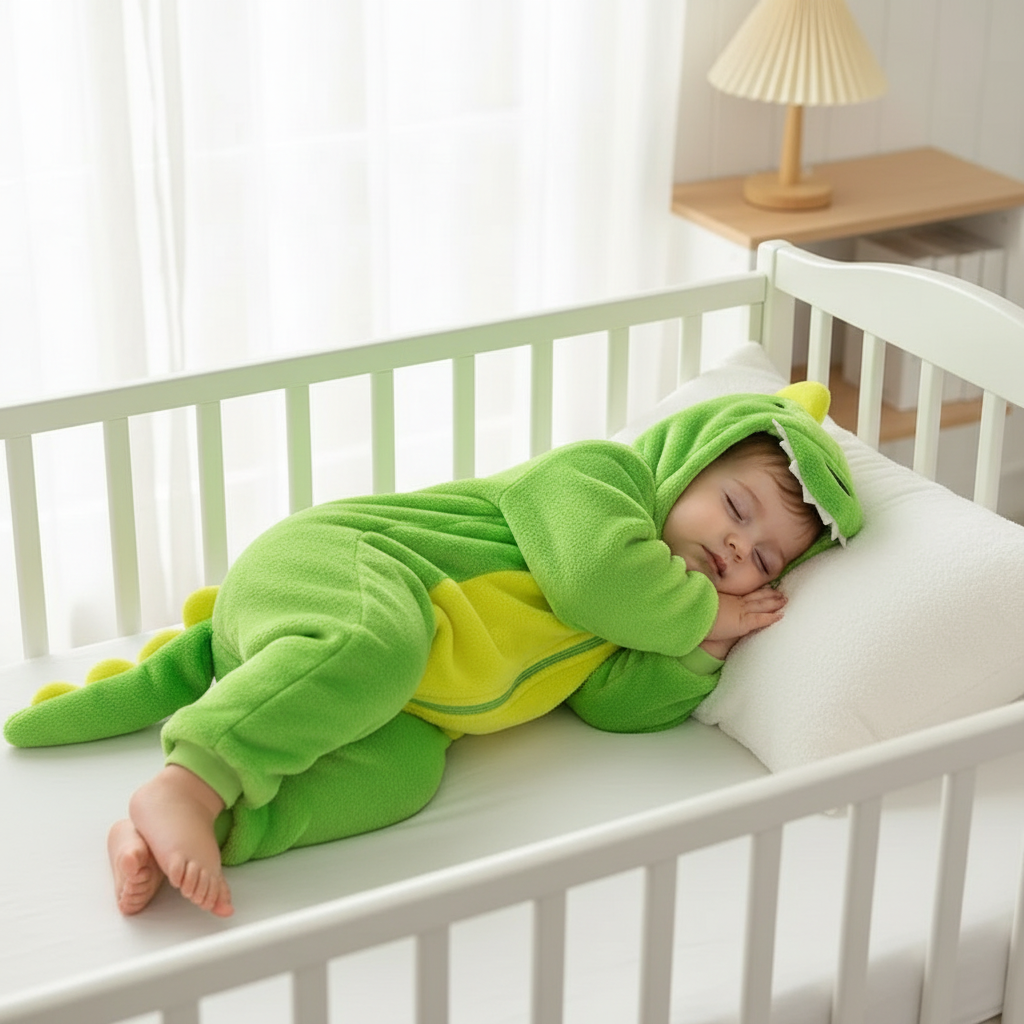 Dinosaure vert – bébé endormi confort douceur – 1:1