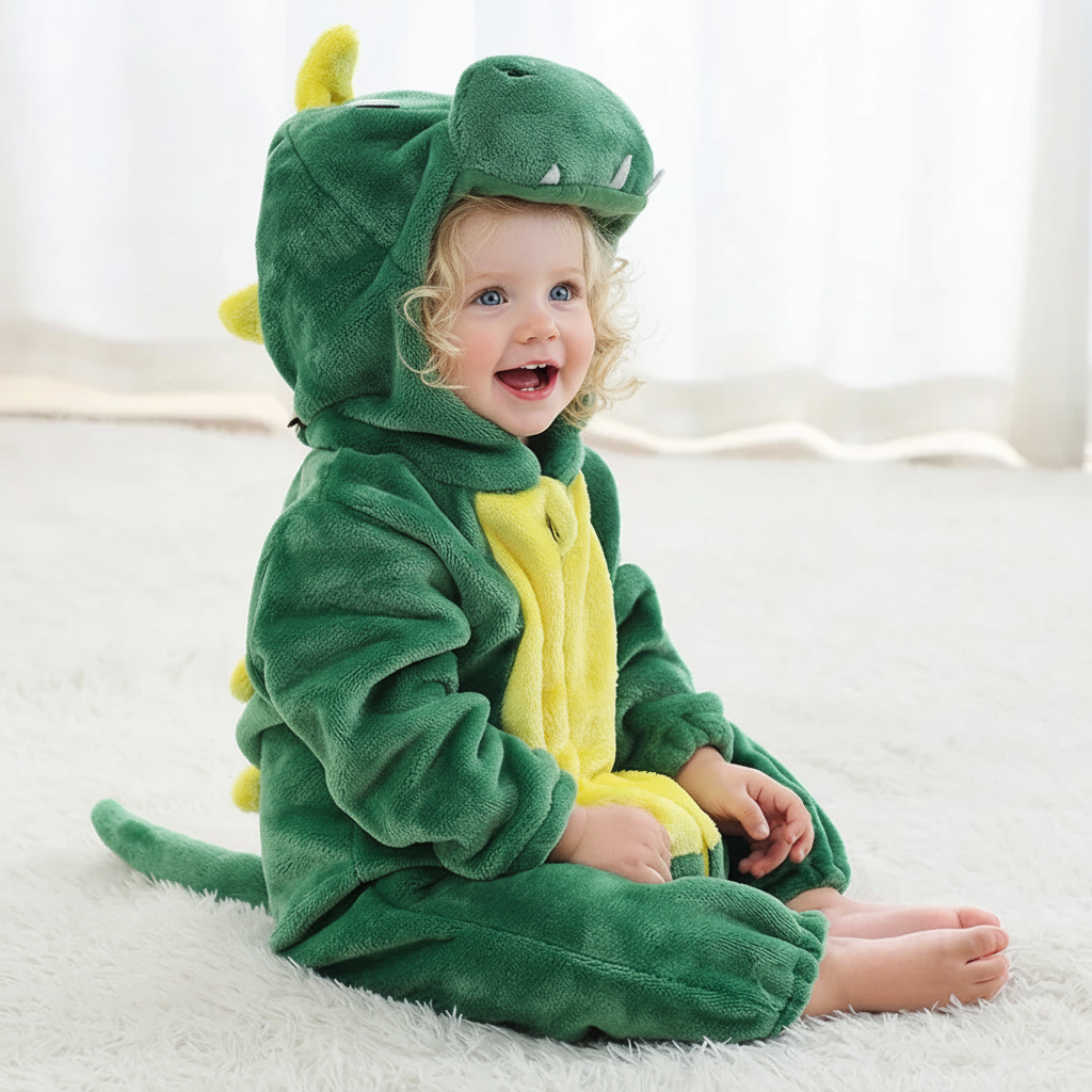 Dinosaure vert – swap visage fille blonde – 1:1