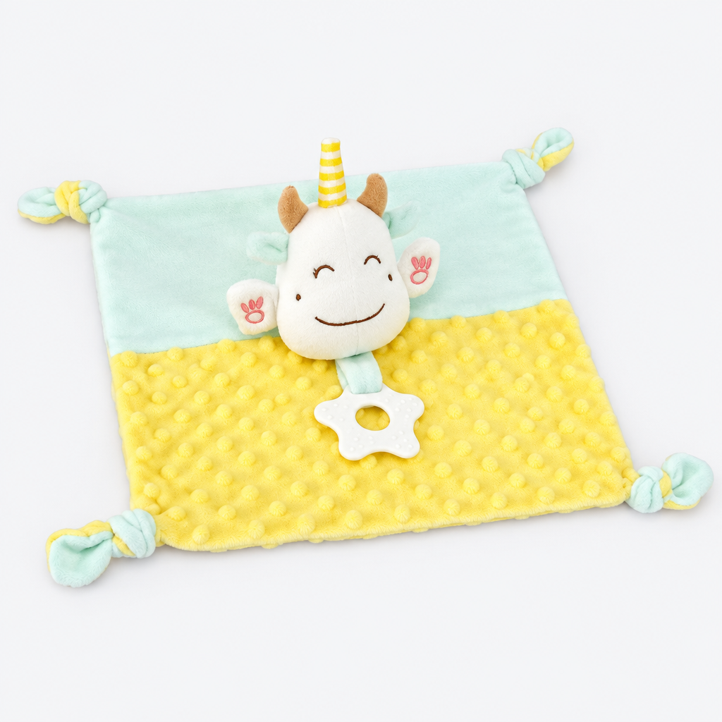 Doudou licorne jaune/menthe, produit seul