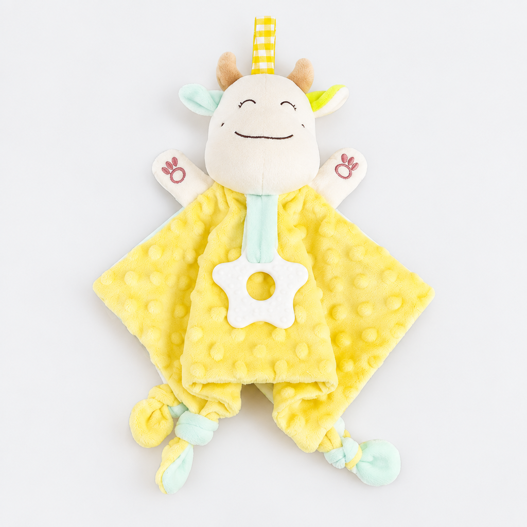 Doudou vache/licorne jaune, produit seul en studio