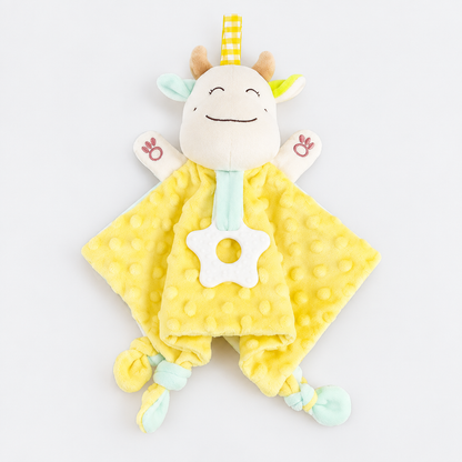 Doudou vache/licorne jaune, produit seul en studio