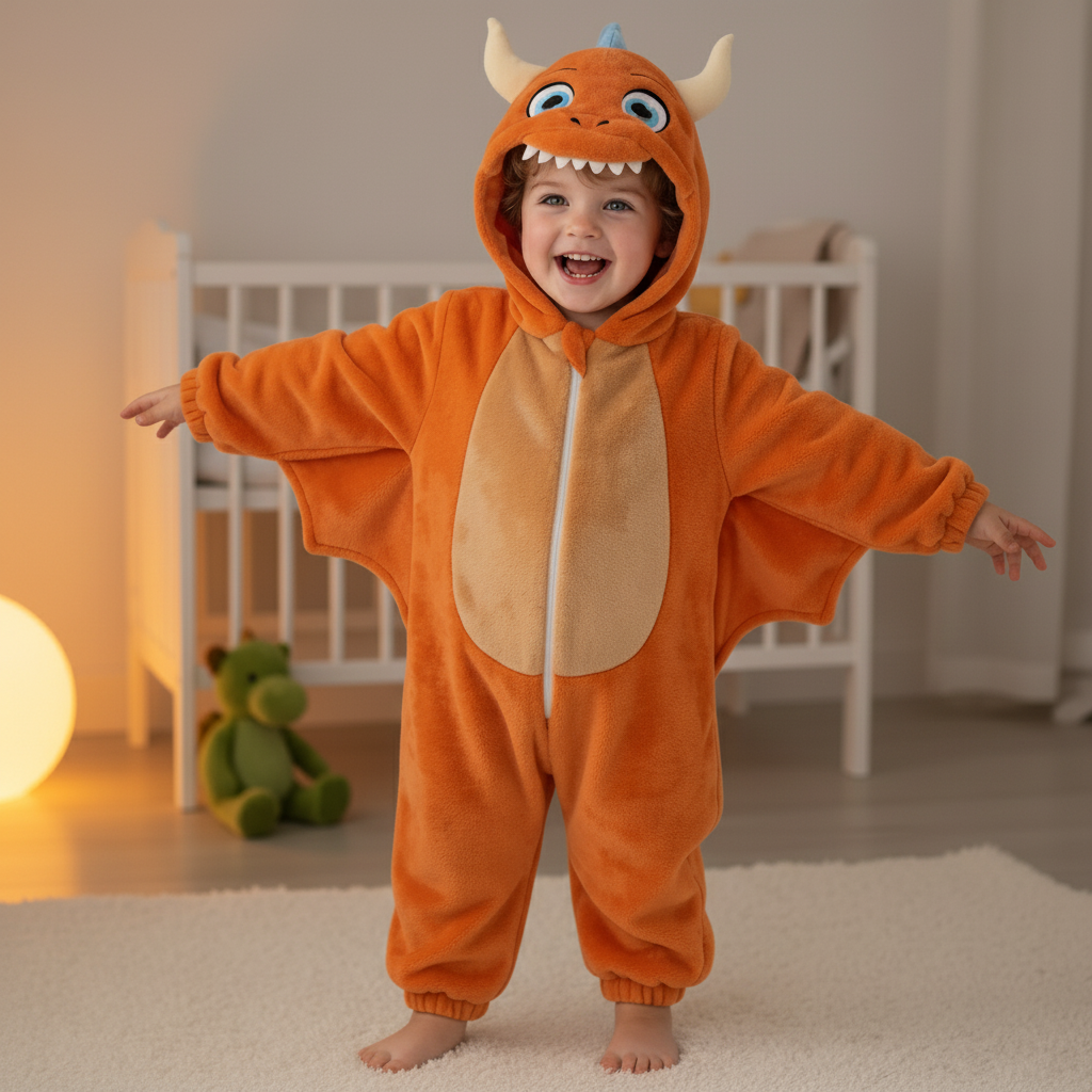 Dragon – fille rousse – ailes déployées – nursery – 1:1