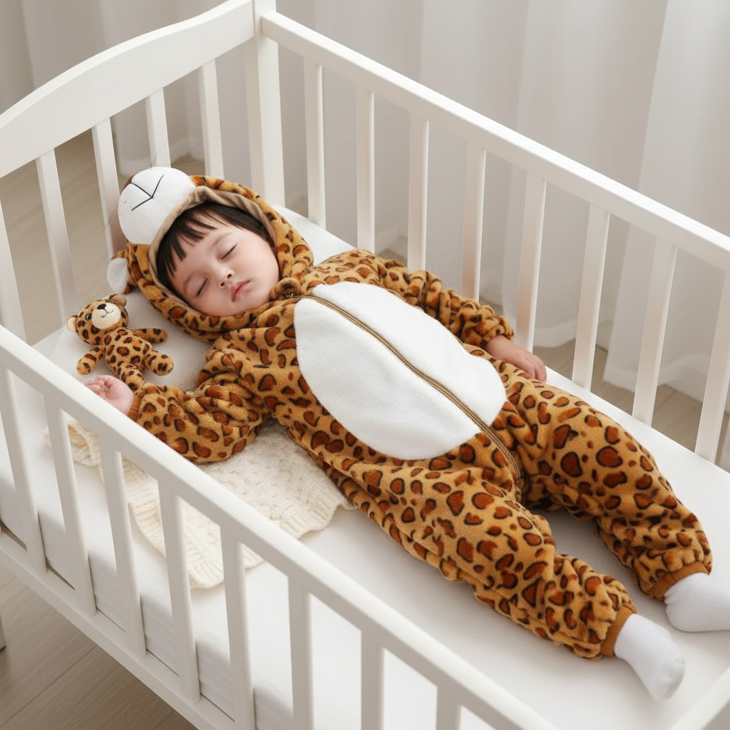 Léopard – garçon – lit bébé endormi – 1:1