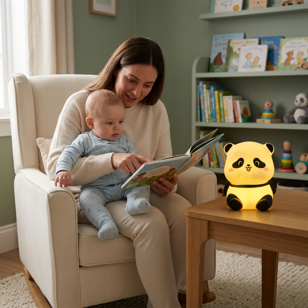 Maman et bébé garçon dans un coin lecture doux