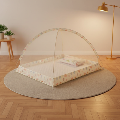 Moustiquaire beige vide – tapis – décor cosy – 1:1