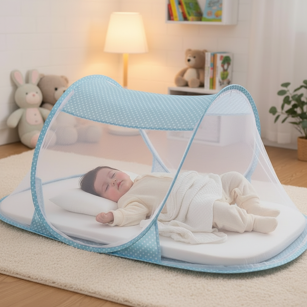 Moustiquaire bleue – bébé garçon – confort et douceur – 1:1