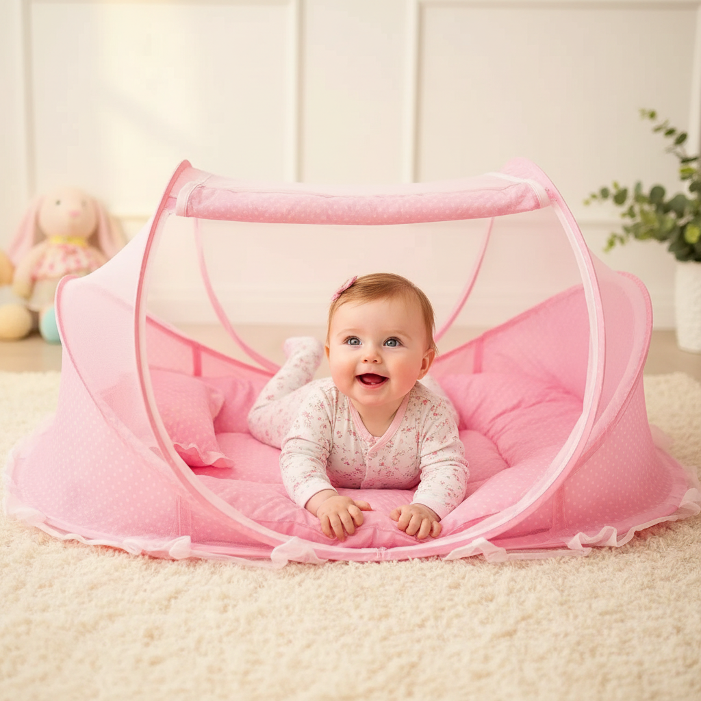 Moustiquaire rose – bébé fille – nursery cosy – 1:1