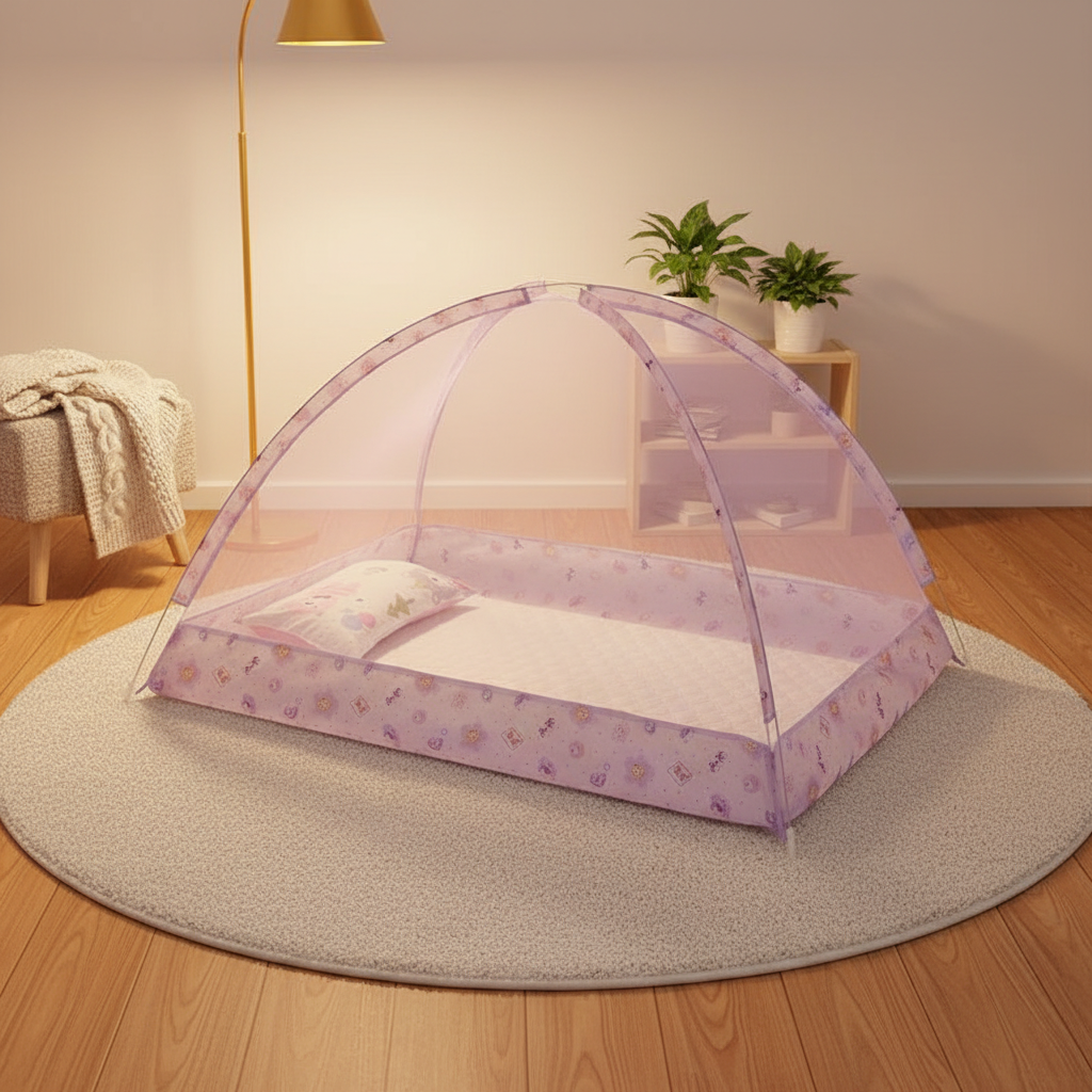 Moustiquaire violette vide – tapis – décor cosy – 1:1