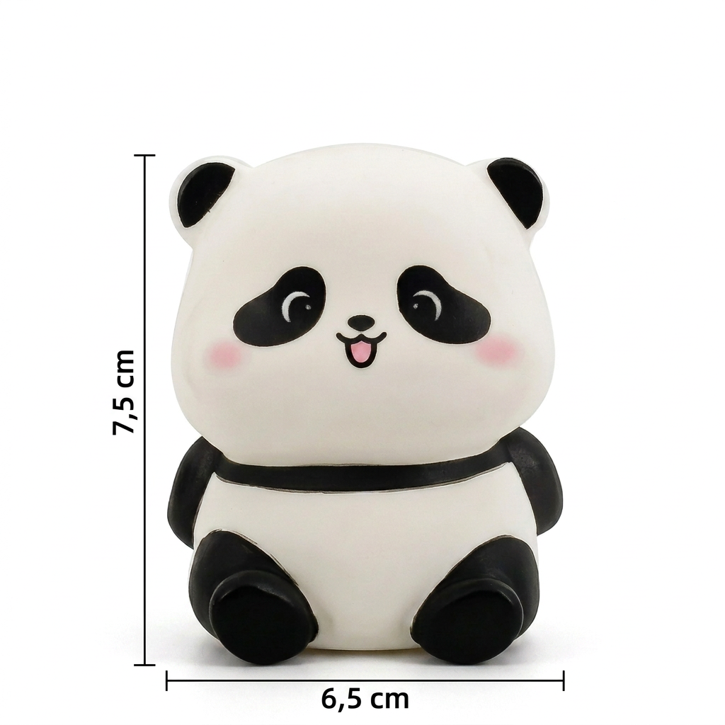 Panda assis avec ses mesures