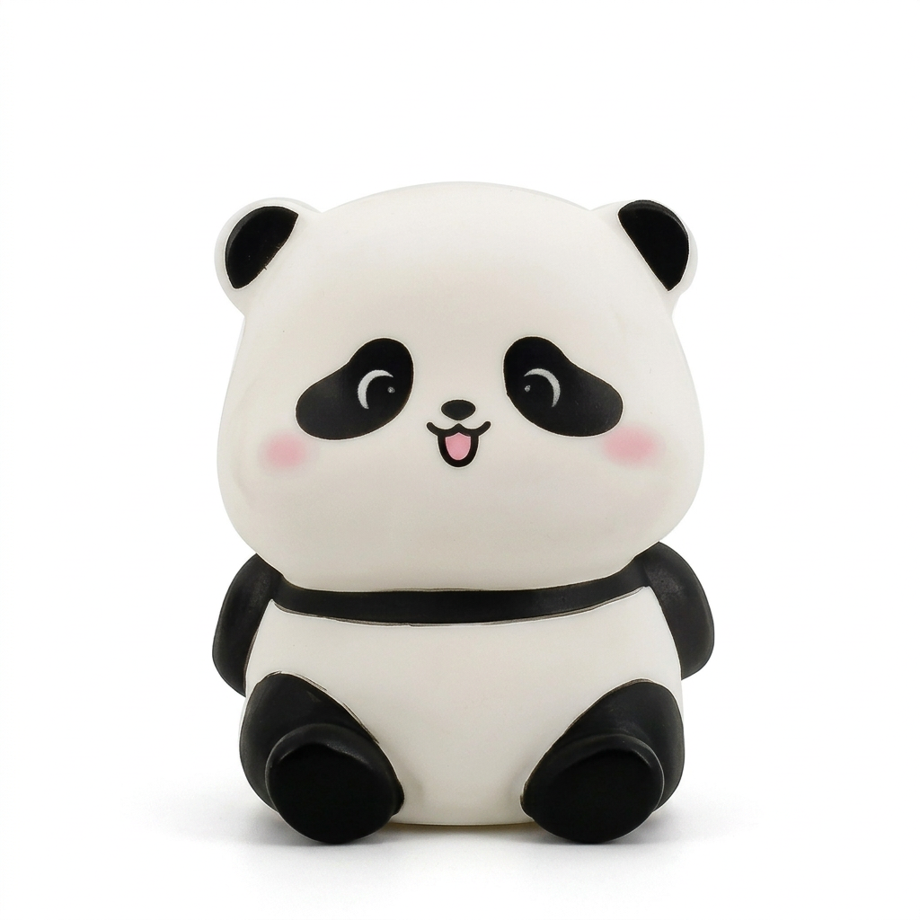 Panda assis seul sur fond blanc