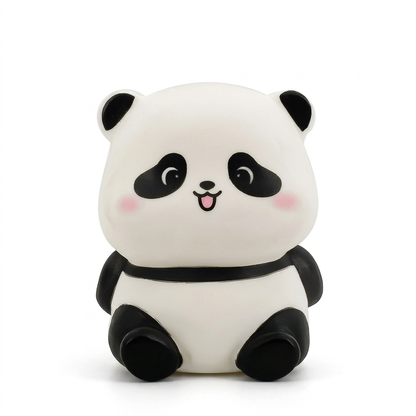 Panda assis seul sur fond blanc