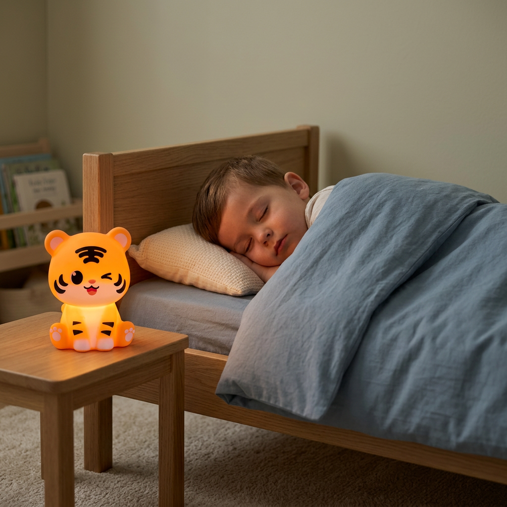 Petit garçon endormi près du Tigre Mignon