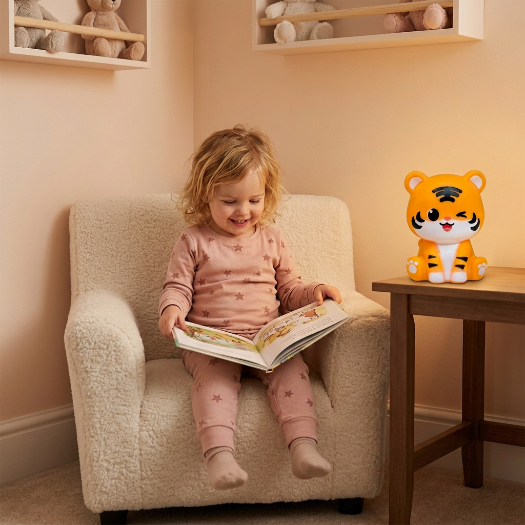 Petite fille confortablement assise, sans oreiller ni linge sur le fauteuil