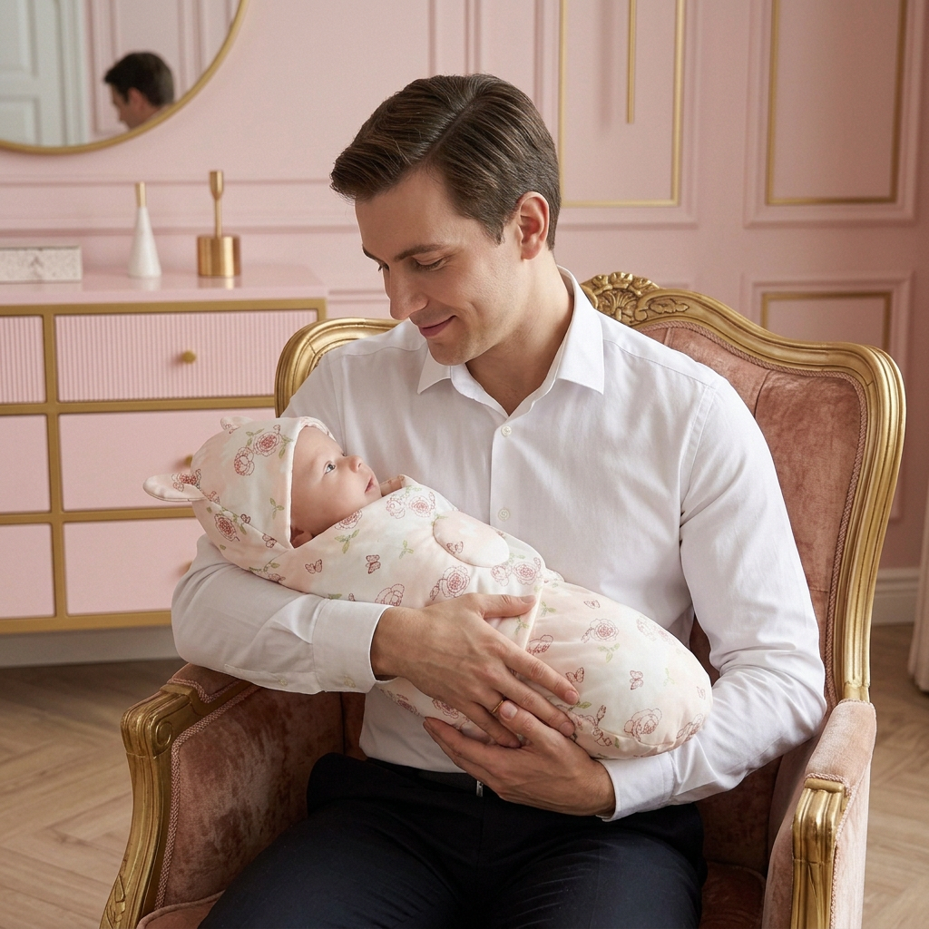 Petite fille dans les bras de papa