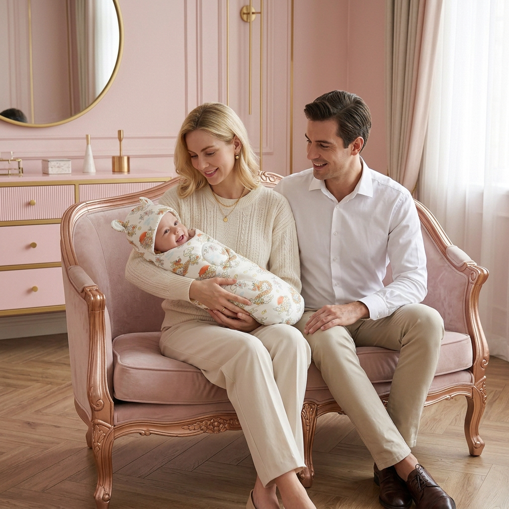 Petite fille entre ses parents