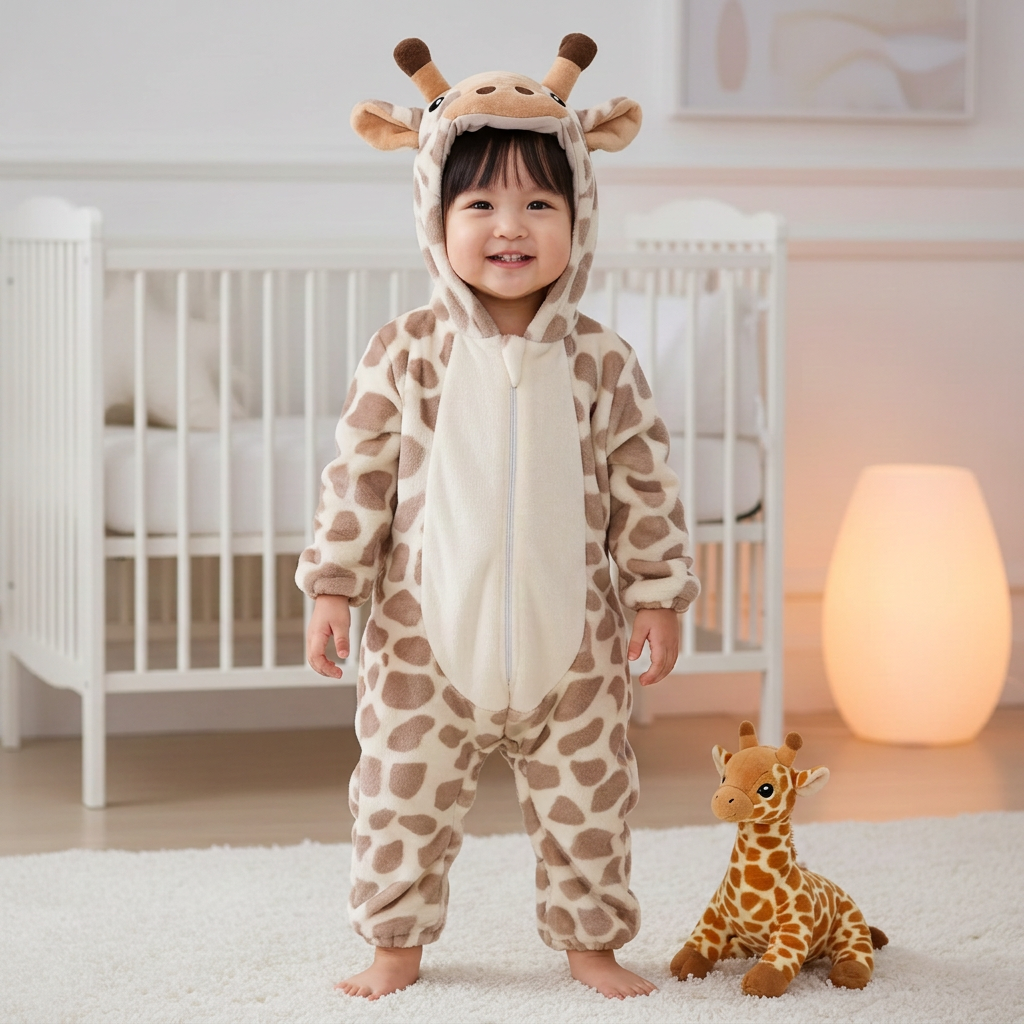 Pyjama girafe avec sa peluche et un nouveau visage
