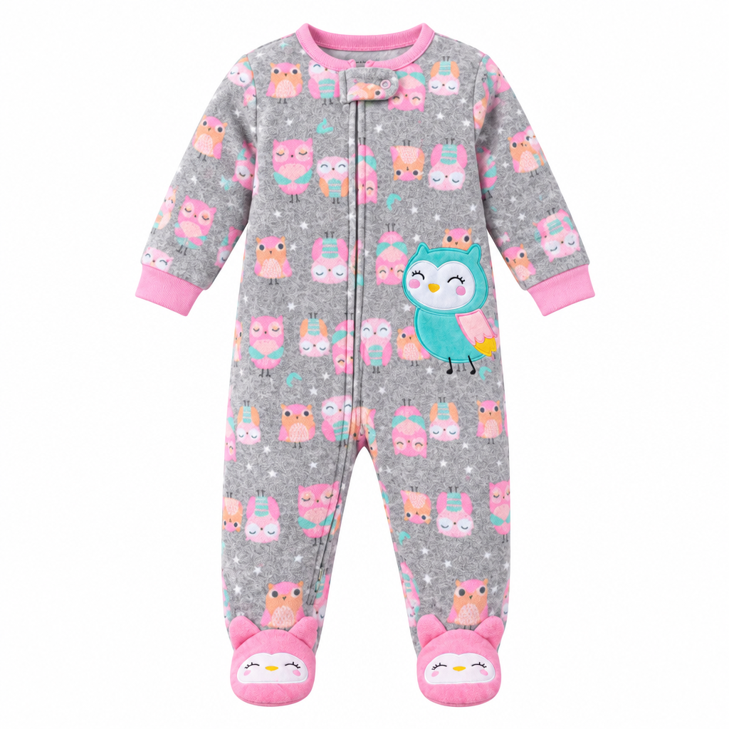 Pyjama gris hibou seul, fond blanc