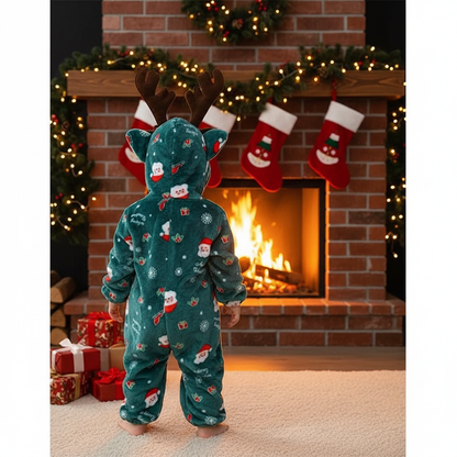 Pyjama Noël vert – dos – cheminée – cornes renne – 1:1