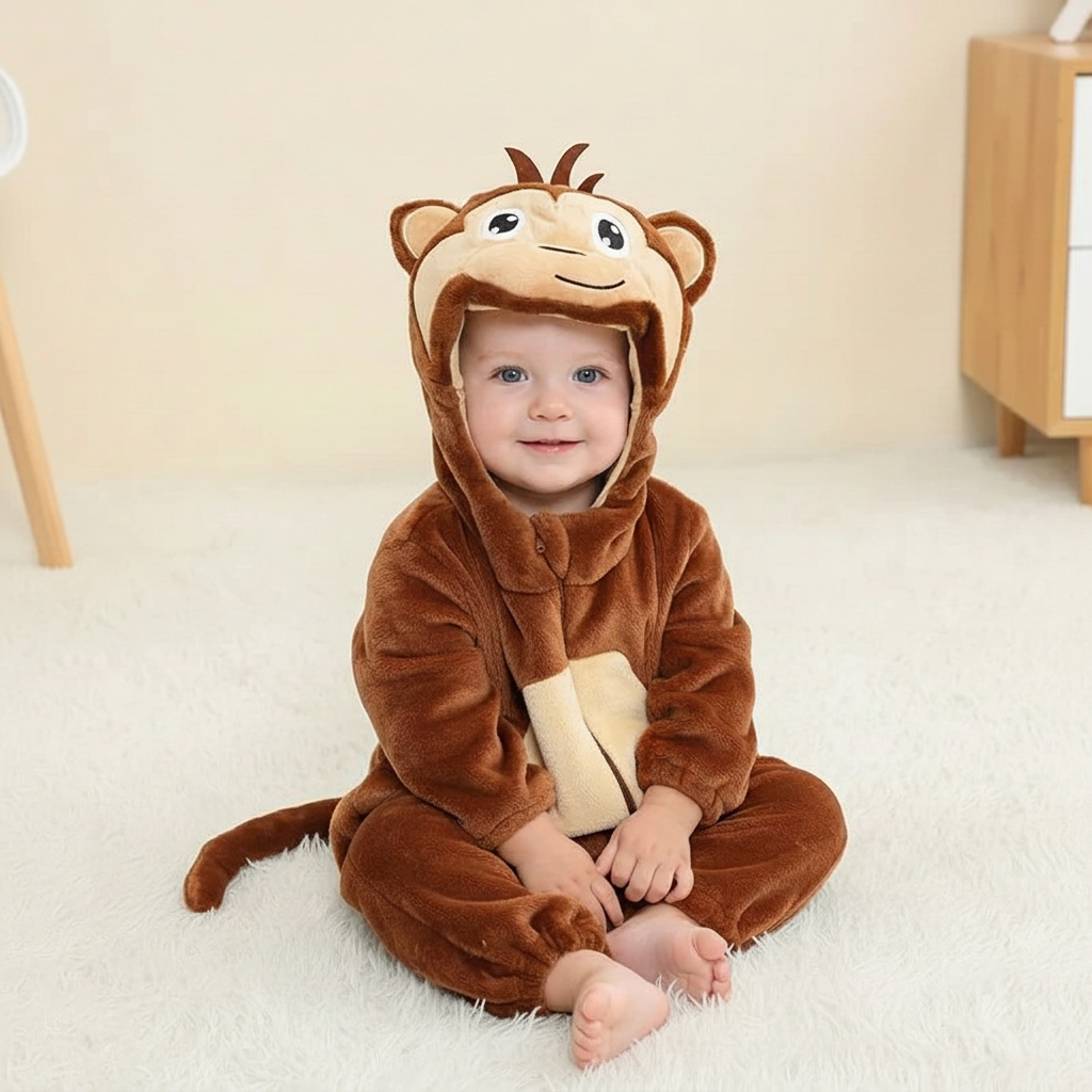 Pyjama singe assis avec un nouveau visage