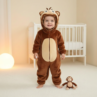 Pyjama singe debout avec un nouveau visage