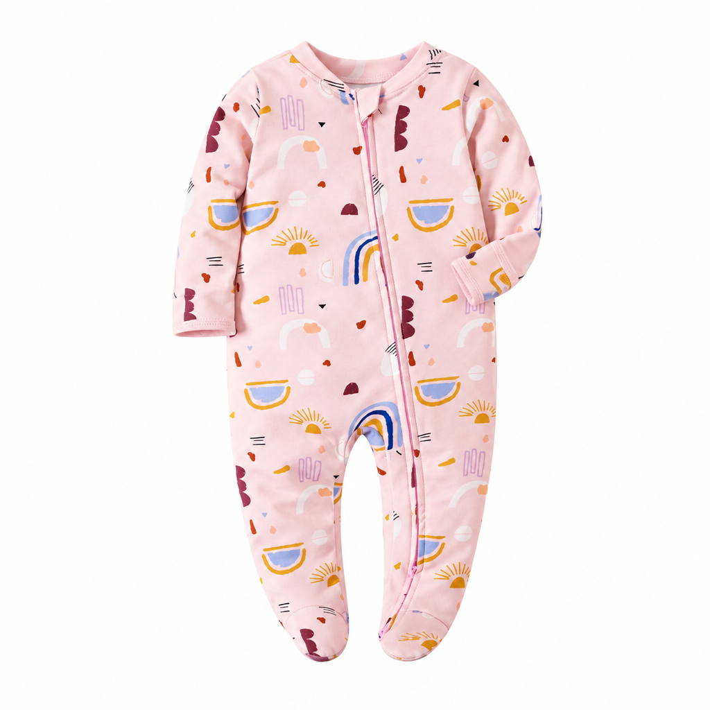 Pyjama soleil/arc-en-ciel rose seul, format carré
