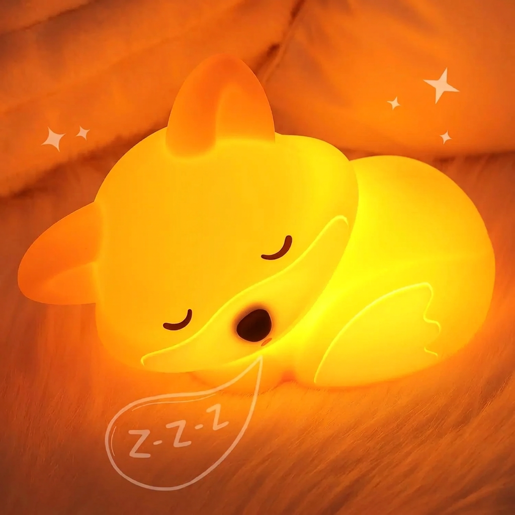 Veilleuse endormie dans une ambiance orange chaleureuse